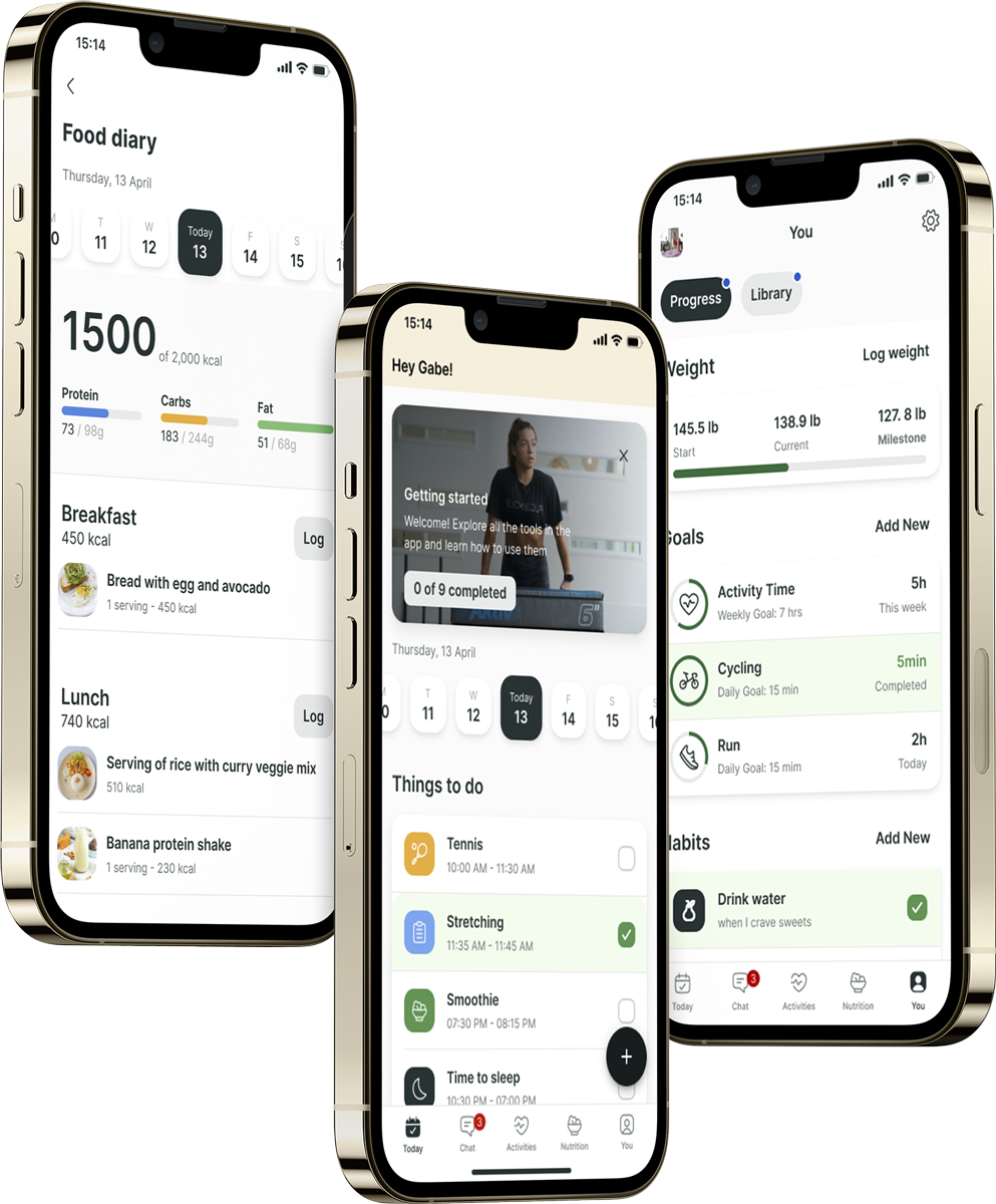 A mockup of the coaching app showcasing the features.